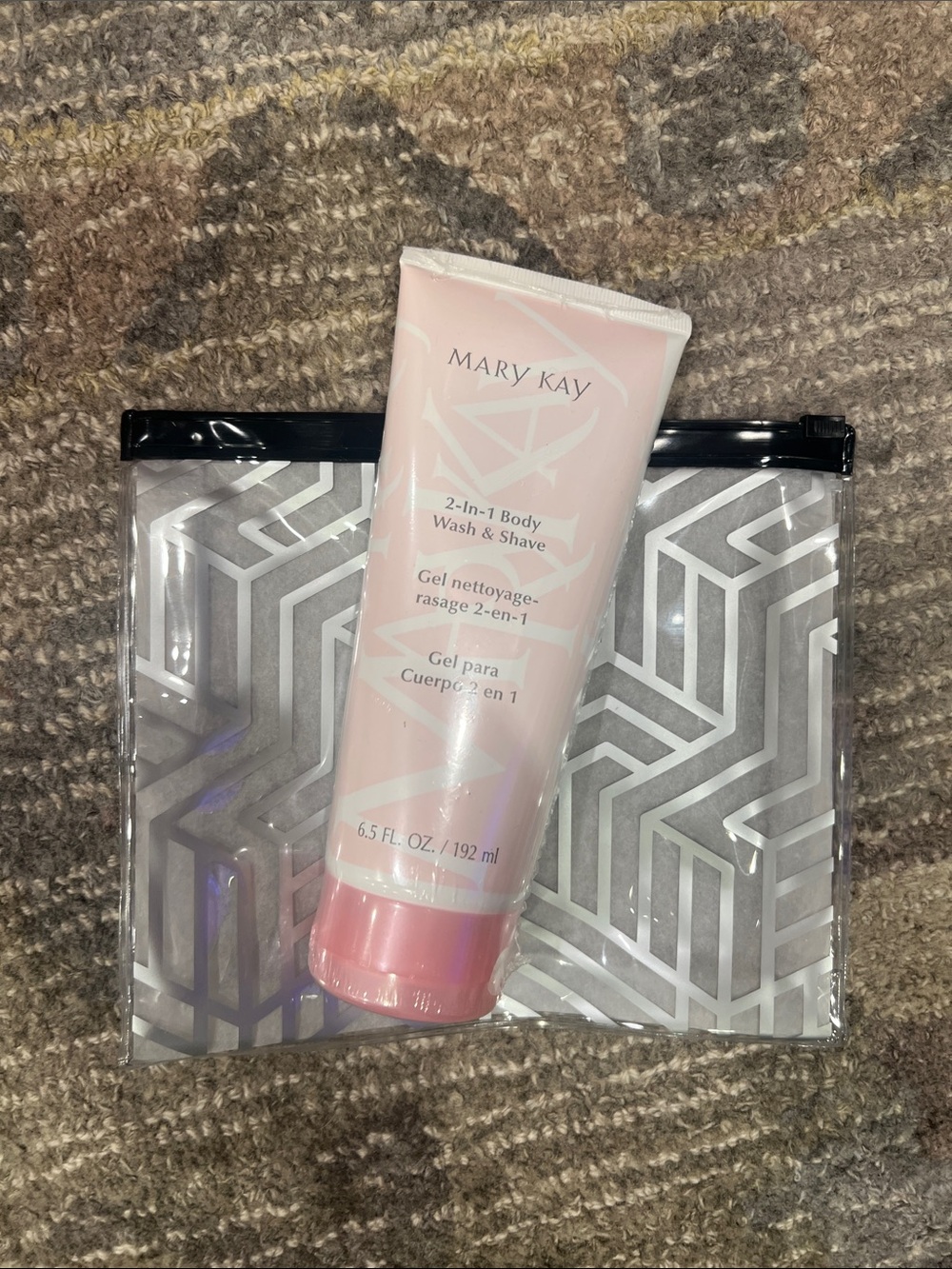 Mary Kay Clear Cosmetic Pouch with 2 in 1 body wash.